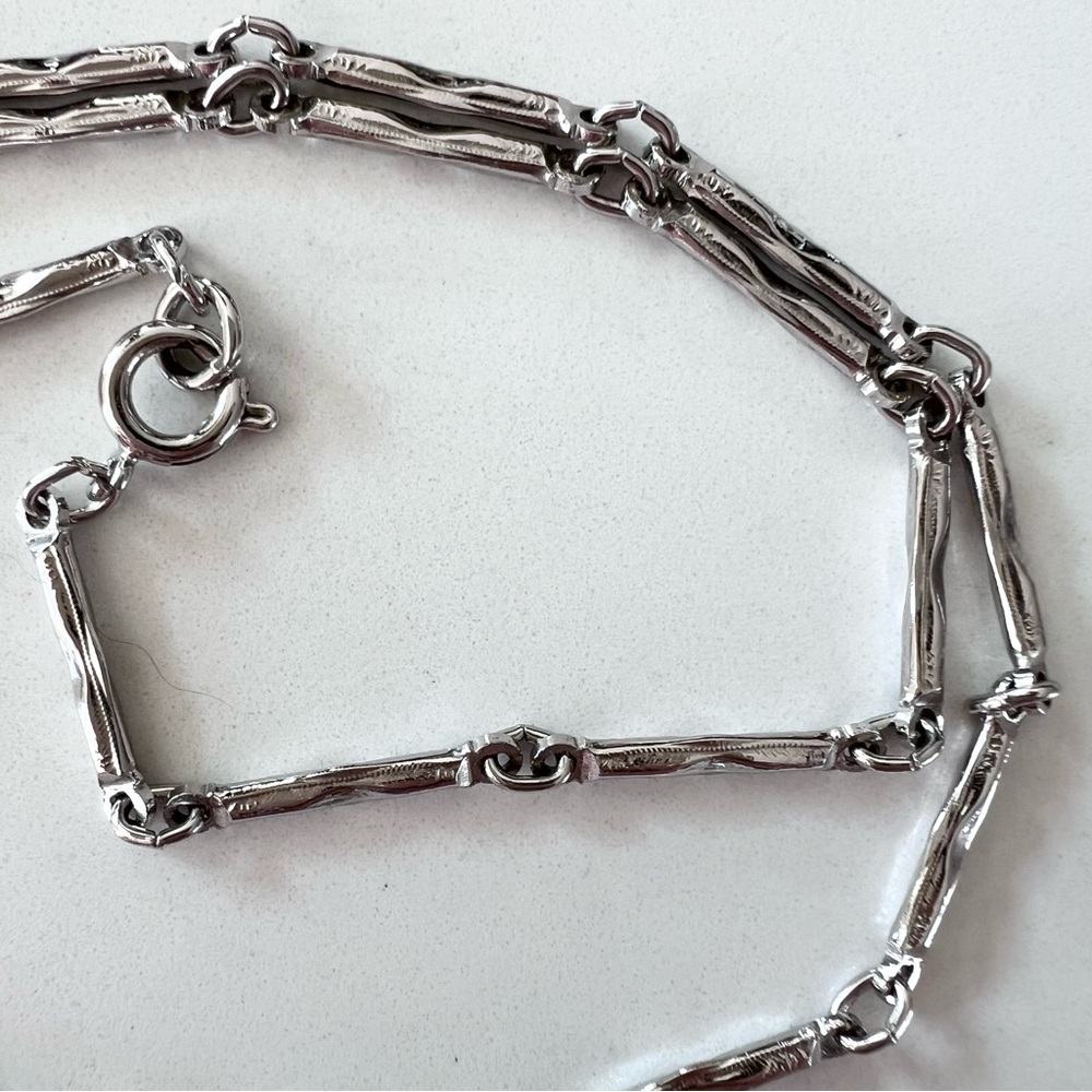 Vintage Silver Tone Bar Chain Necklace